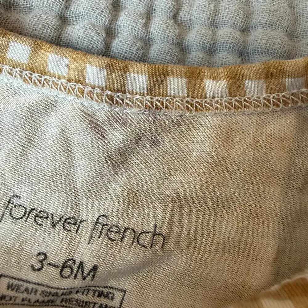 Forever French Bamboo Baby Outfit Set 3-6 Months Boy Footie Pants Gingham Check